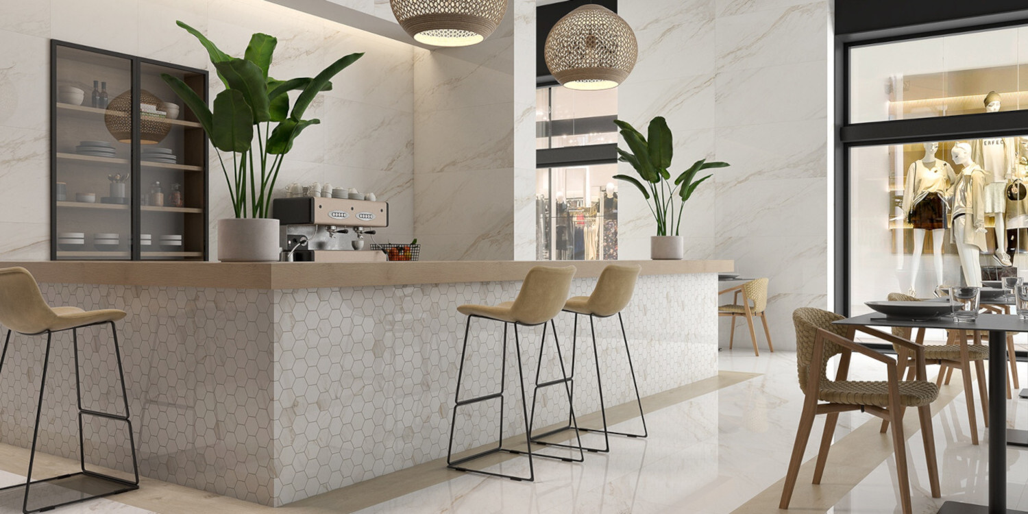 DOLCERAMIC MALLA HERA WHITE HEXAGON 32,5X22,5