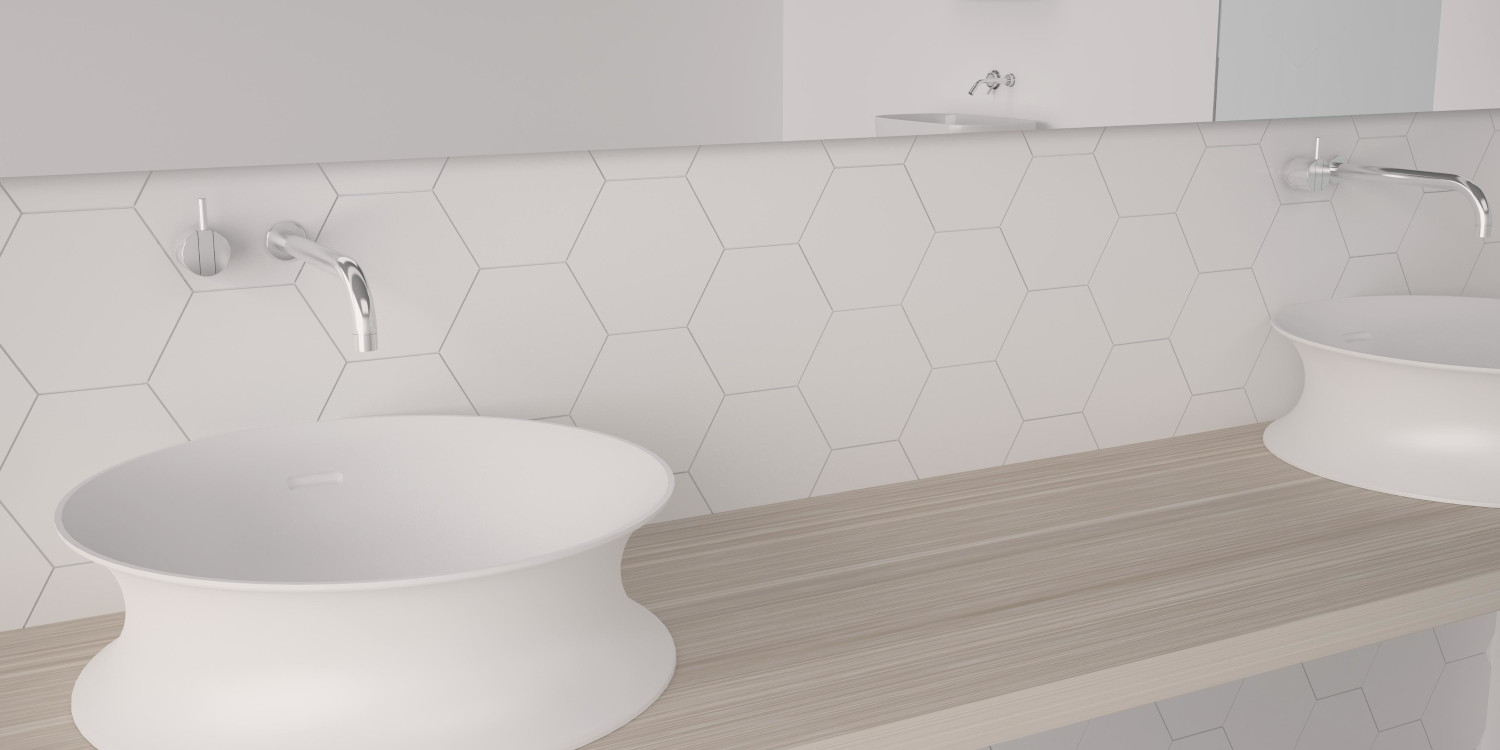 101180 MINI HEXA LISO ICE WHITE MATT 15X17,3 CM